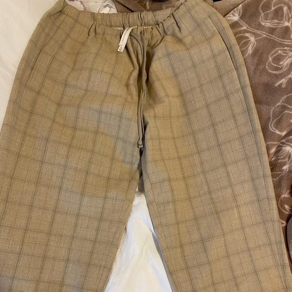 Babaton Beige Plaid Women's Chinos